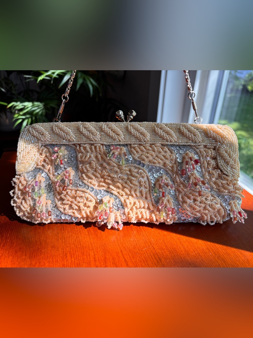 Vintage Beaded Evening Bag Clutch Purse Multi Color Sequins - Picture 12 of 17